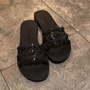 GUESS Black Logo Slide Sandals
